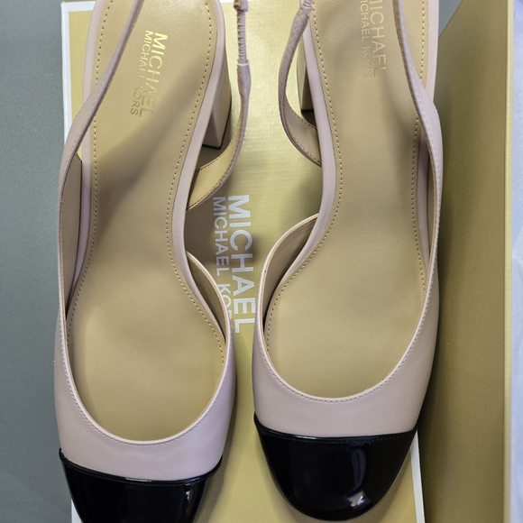 Michael Kors Pink and Black Block Heel Slingbacks - Picture 4 of 6